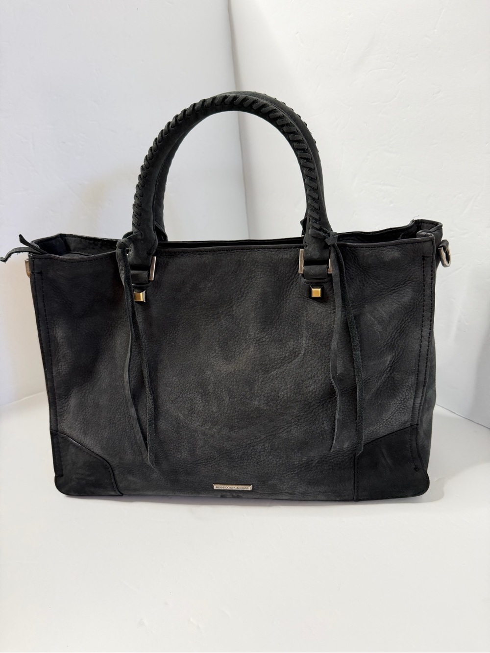 Rebecca Minkoff slate dark gray nubuck Leather Tote Handbag